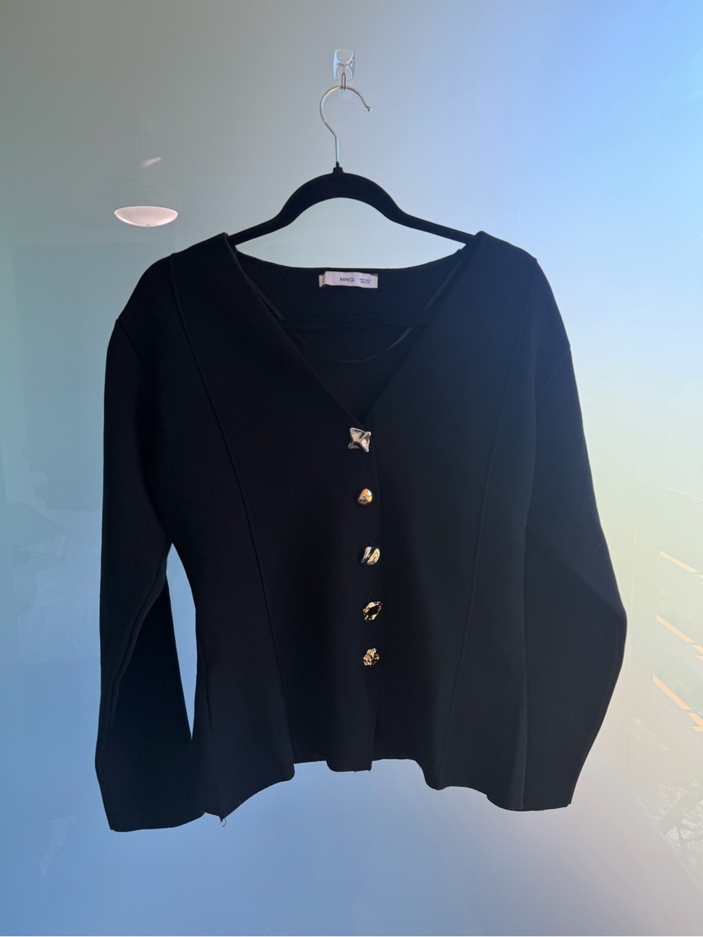 MANGO Knit Sweater with Silver and Gold Buttons - Picture 2 of 4